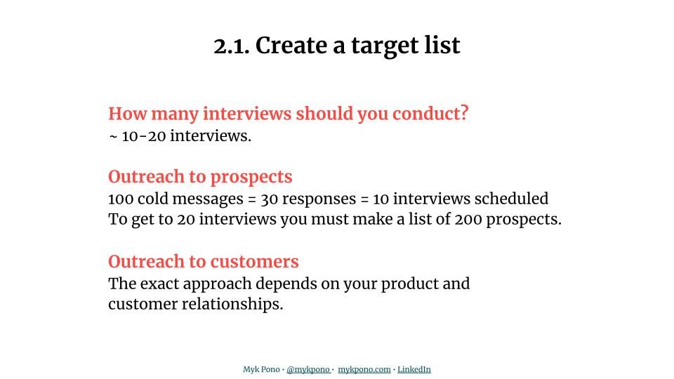 Course 2.1 Customer Interviews Building a Target Interview Subject List