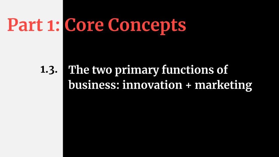 1.3. The two primary functions of business: innovation + marketing