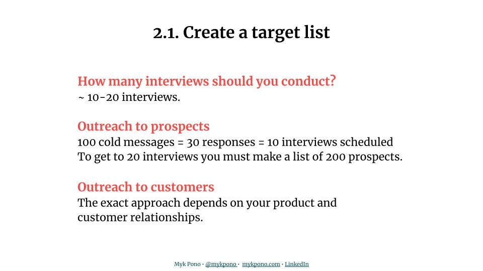 Course 2.1: Customer Interviews | Building a Target Interview Subject List