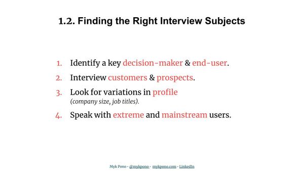 Course 1.2: Customer Interviews | Finding the Right Interview Subjects